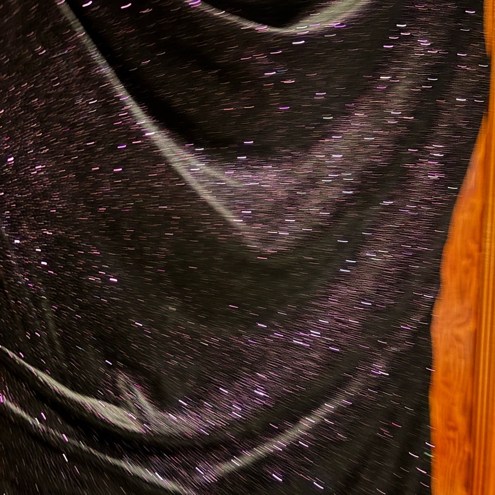 JH EVENINGS Black Purple Shifting Sparkle Ruched Evening Event Dress - Picture 2 of 6